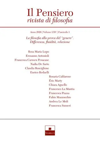 Il pensiero. Rivista di filosofia (2026). Vol. 1 La filosofia alla prova del «genere». Differenza, fluidità, relazione Direct Beschikbaar